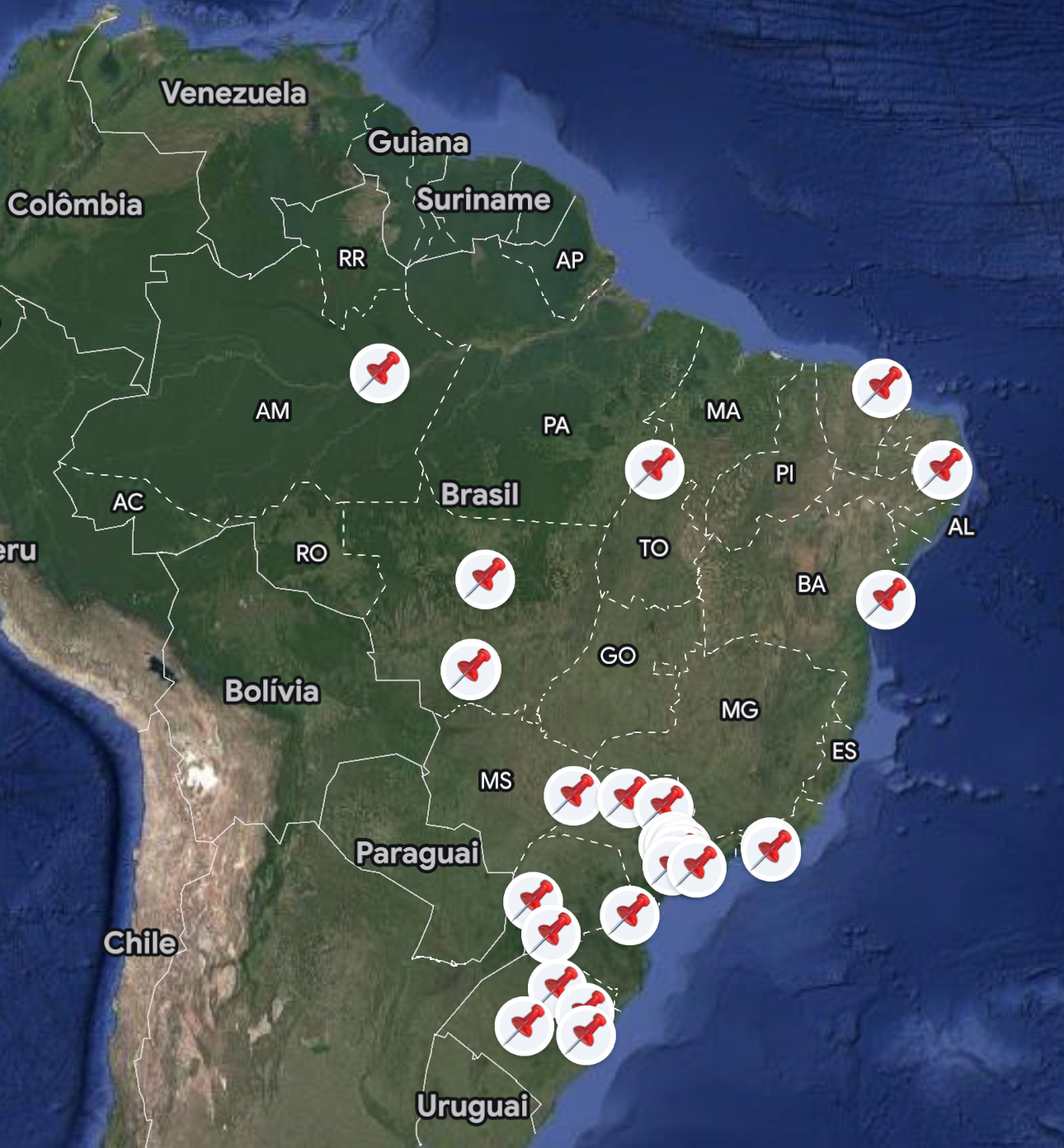 Locais onde estamos localizados